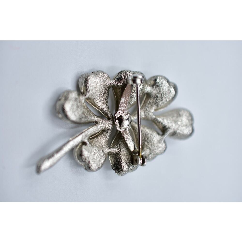 Vintage Pin Brooch Silver Tone Plant Leaf Fall Autumn Textured Metal Chic Bin5 - Picture 10 of 10